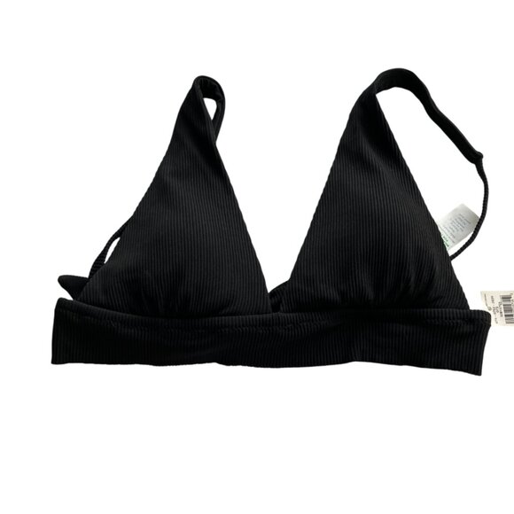 Aerie Ribbed Tie back longline triangle bikini top size S Small in black NWT - Picture 3 of 8